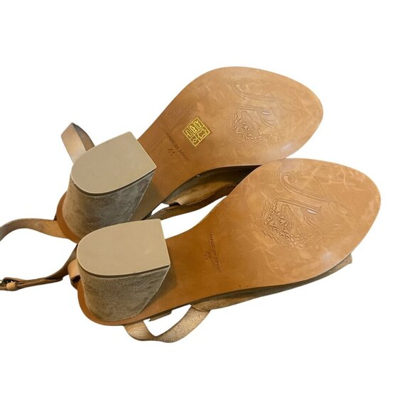 Free People See Ya There Suede Sandals Ankle Buckle Chunky Heels Size 41 10 US - Picture 11 of 13